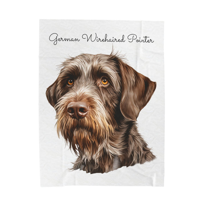German Wirehaired Pointer Face Velveteen Plush Blanket | Dog Throw