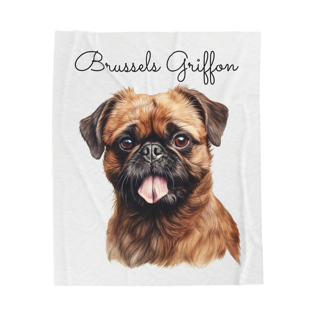 Brussels Griffon Velveteen Plush Blanket with White Background - 3 Sizes available cozy throw dog lover - Pet mom gift