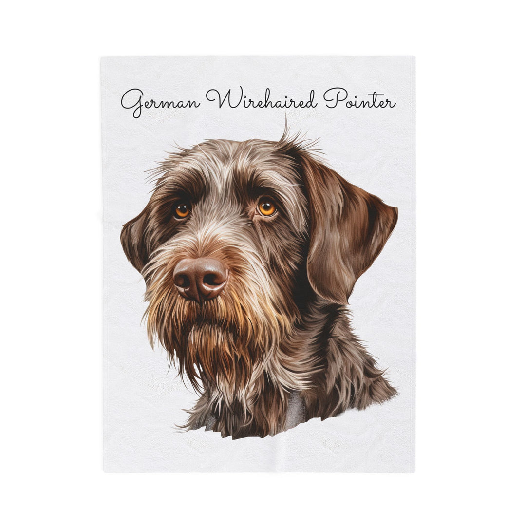 German Wirehaired Pointer Face Velveteen Plush Blanket | Dog Throw