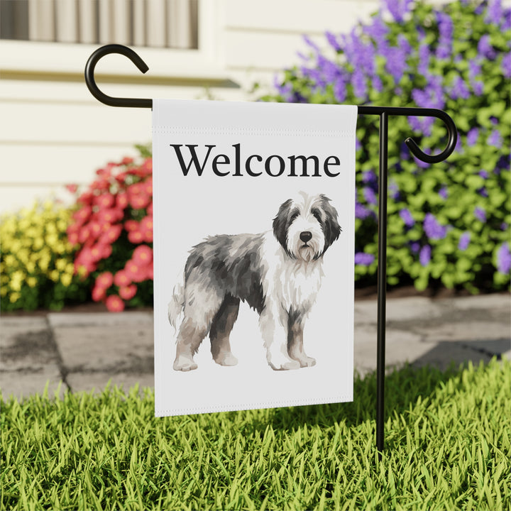 Old English Sheepdog Sheepie Old English Sheepdog - Garden Banner Flag - Cute Watercolor Dog themed