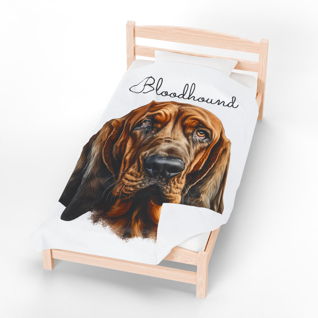 Bloodhound Velveteen Plush Blanket with White Background - 3 Sizes available cozy throw dog lover - Pet mom gift