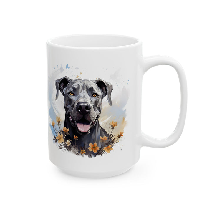 Great Dane Watercolor Floral Mug | Ceramic Coffee Cup