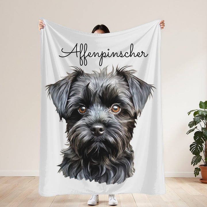 Affenpinscher Velveteen Plush Blanket with White Background - 3 Sizes available cozy throw dog lover - Pet mom gift