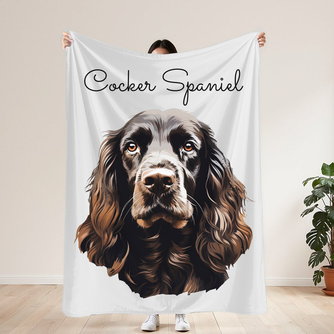Brown Cocker Spaniel Dog Face Velveteen Plush Blanket - Embellish by Jackie - Handmade Greeting Cards