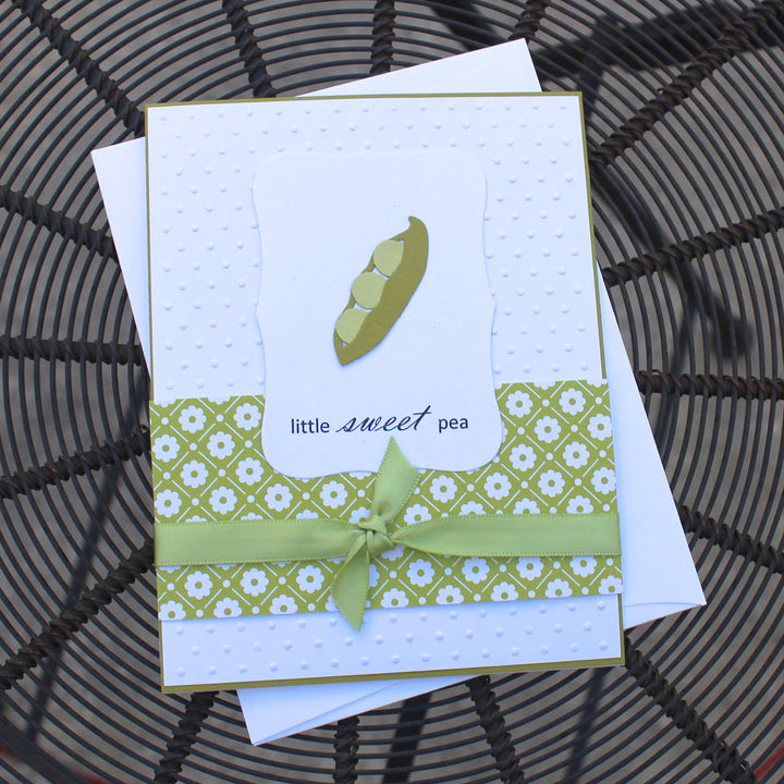 Sweet Pea New Baby Card New Baby Greeting Card Sweet Pea Baby Shower Card Baby - Embellish by Jackie - Handmade Greeting Cards