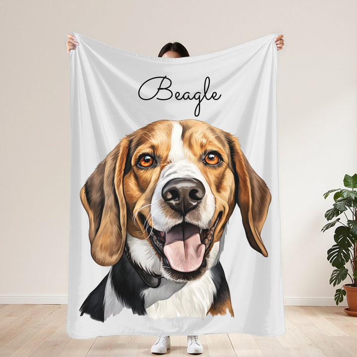 Beagle Velveteen Plush Blanket with White Background - 3 Sizes available cozy throw dog lover - Pet mom gift