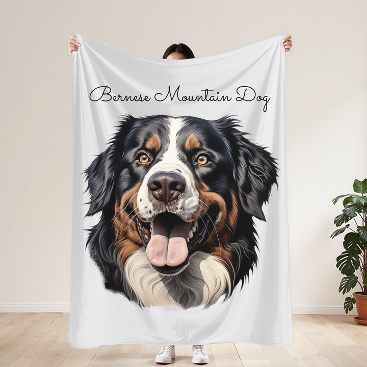 Bernese Mountain Dog Velveteen Plush Blanket with White Background - 3 Sizes available cozy throw dog lover - Pet mom gift