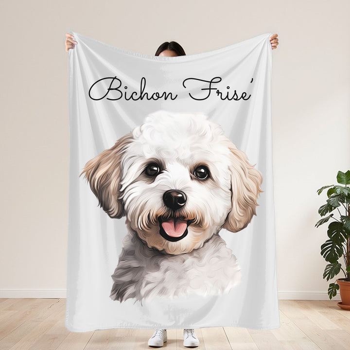 Bichon Frise Velveteen Plush Blanket with White Background - 3 Sizes available cozy throw dog lover - Pet mom gift
