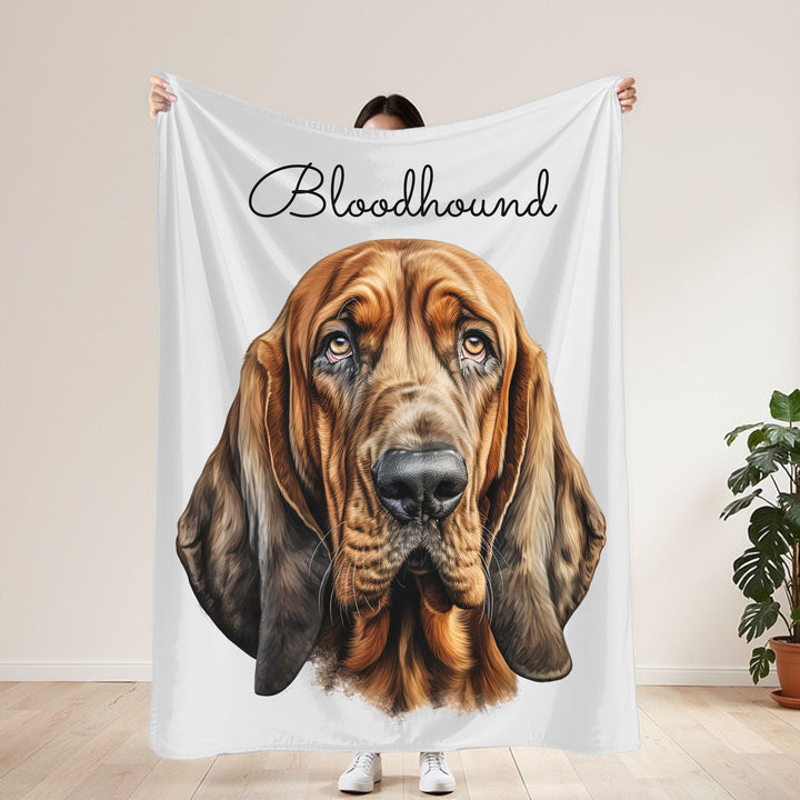 Bloodhound Velveteen Plush Blanket with White Background - 3 Sizes available cozy throw dog lover - Pet mom gift