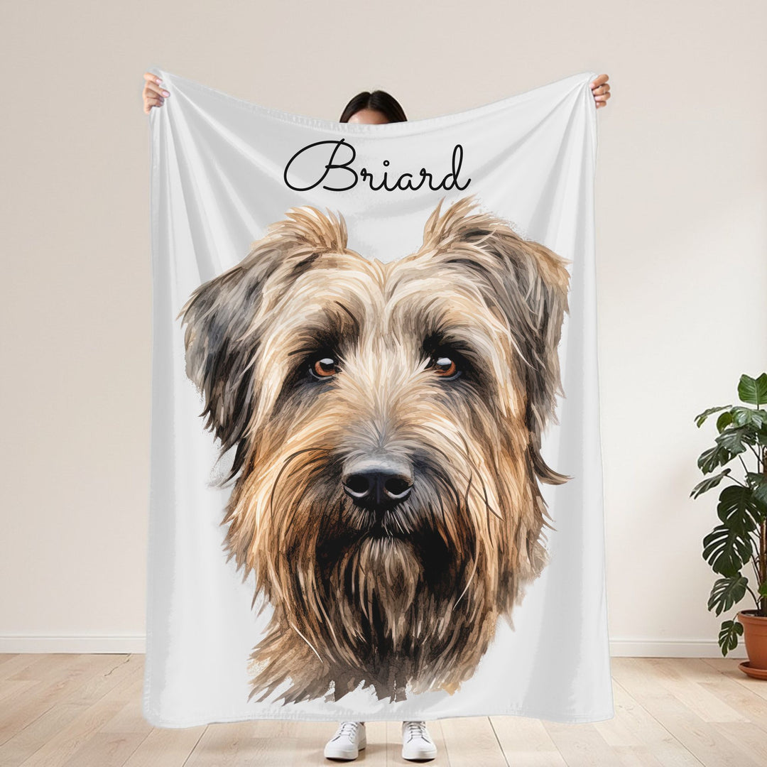 Briard Velveteen Plush Blanket with White Background - 3 Sizes available cozy throw dog lover - Pet mom gift