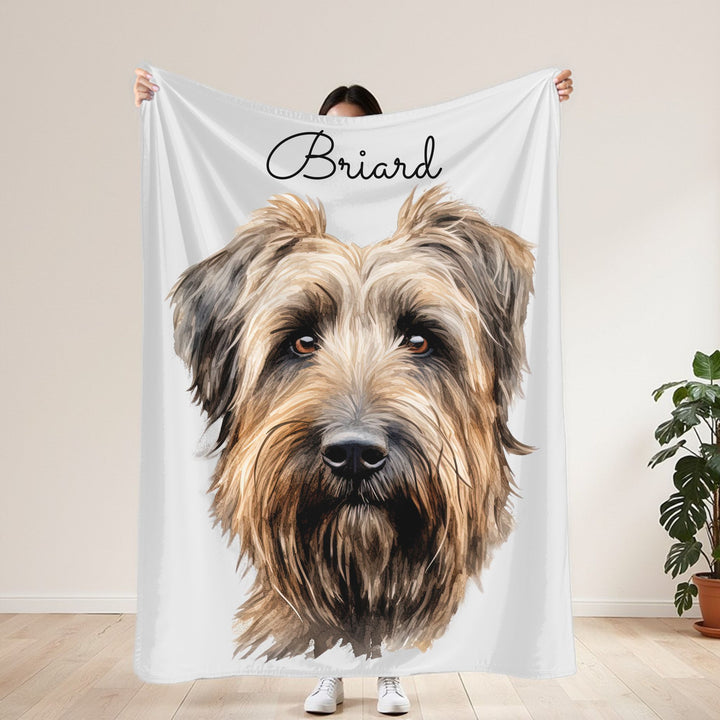 Briard Velveteen Plush Blanket with White Background - 3 Sizes available cozy throw dog lover - Pet mom gift