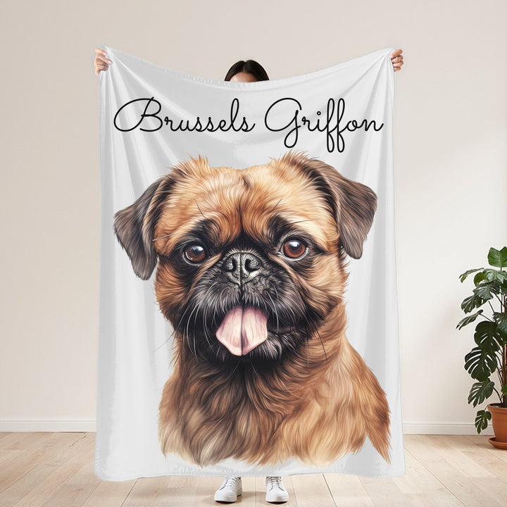 Brussels Griffon Velveteen Plush Blanket with White Background - 3 Sizes available cozy throw dog lover - Pet mom gift