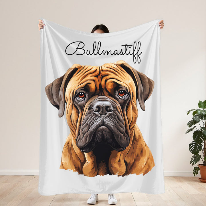 Bullmastiff Velveteen Plush Blanket with White Background - 3 Sizes available cozy throw dog lover - Pet mom gift