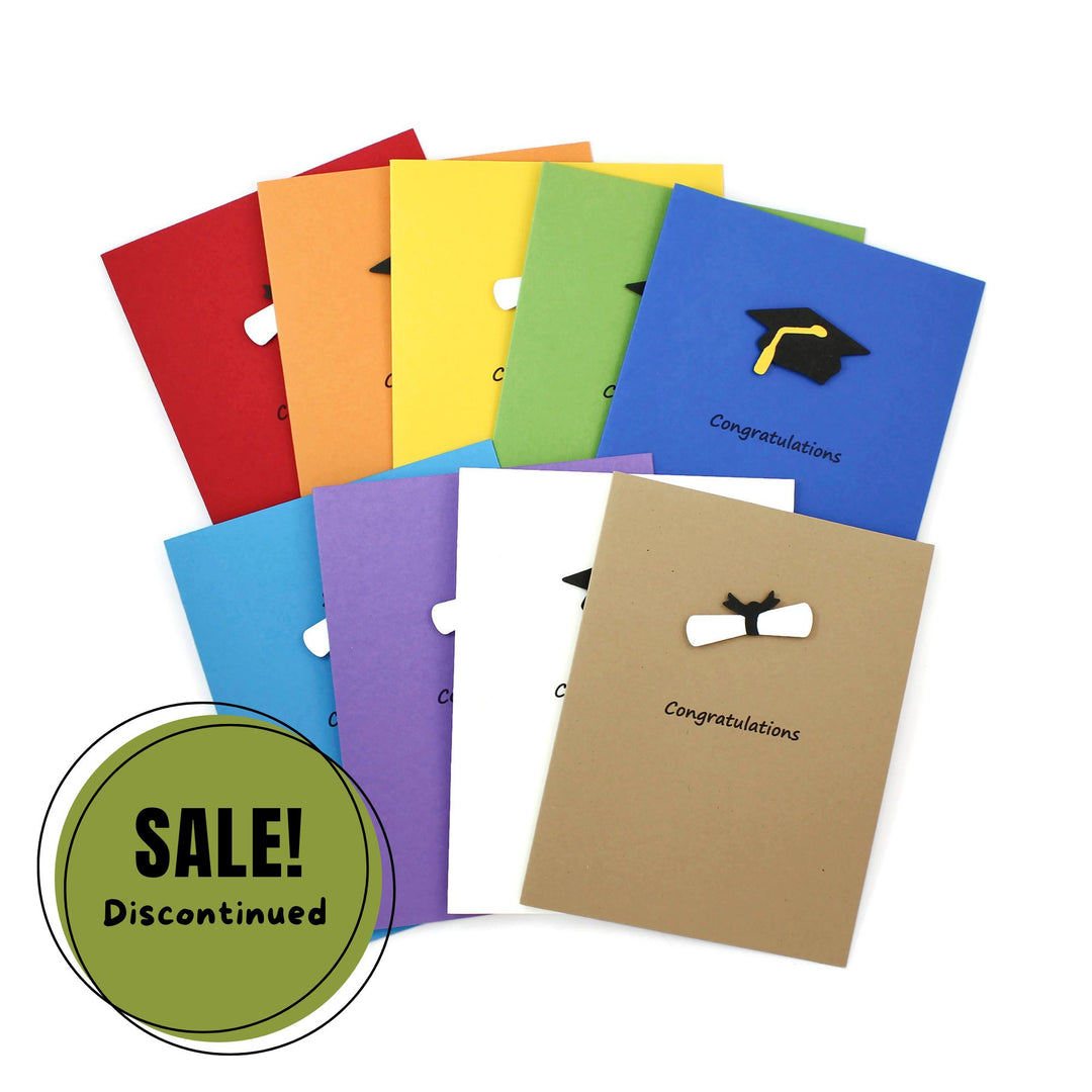 Graduation Card Single | Handmade Grad Cap or Diploma Notecards | 9 colors to choose from | Discontinued