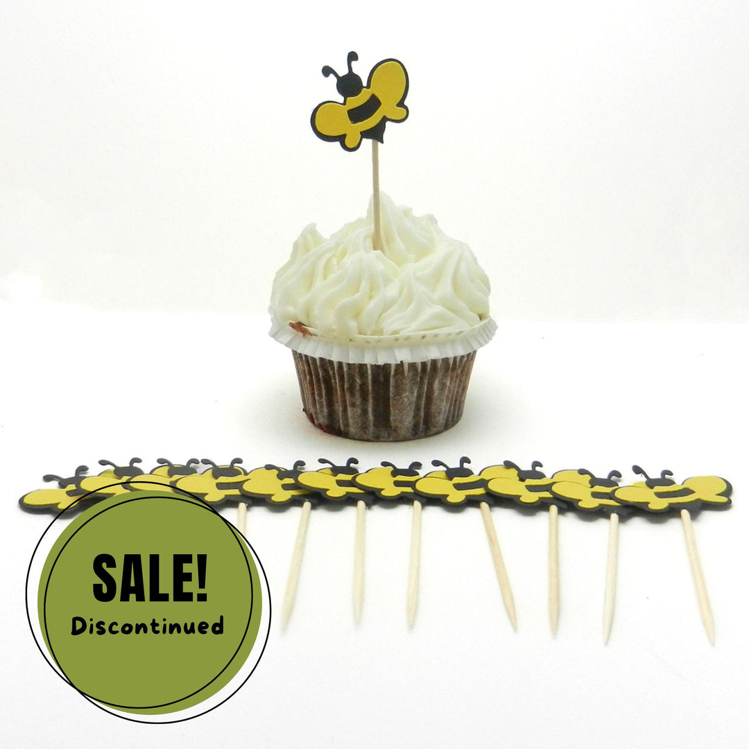 Bee Cupcake Topper - Set of 12 - Handmade Bee Cupcake Toppers - Bee Party Decorations