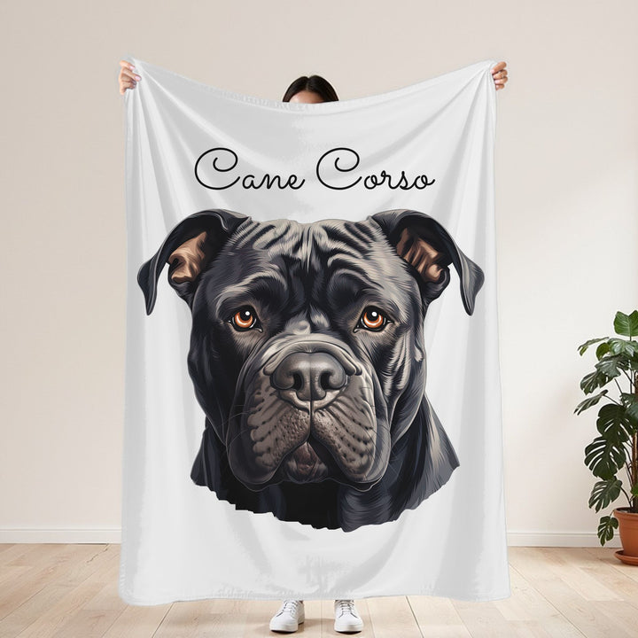 Cane Corso Velveteen Plush Blanket with White Background - 3 Sizes available cozy throw dog lover - Pet mom gift