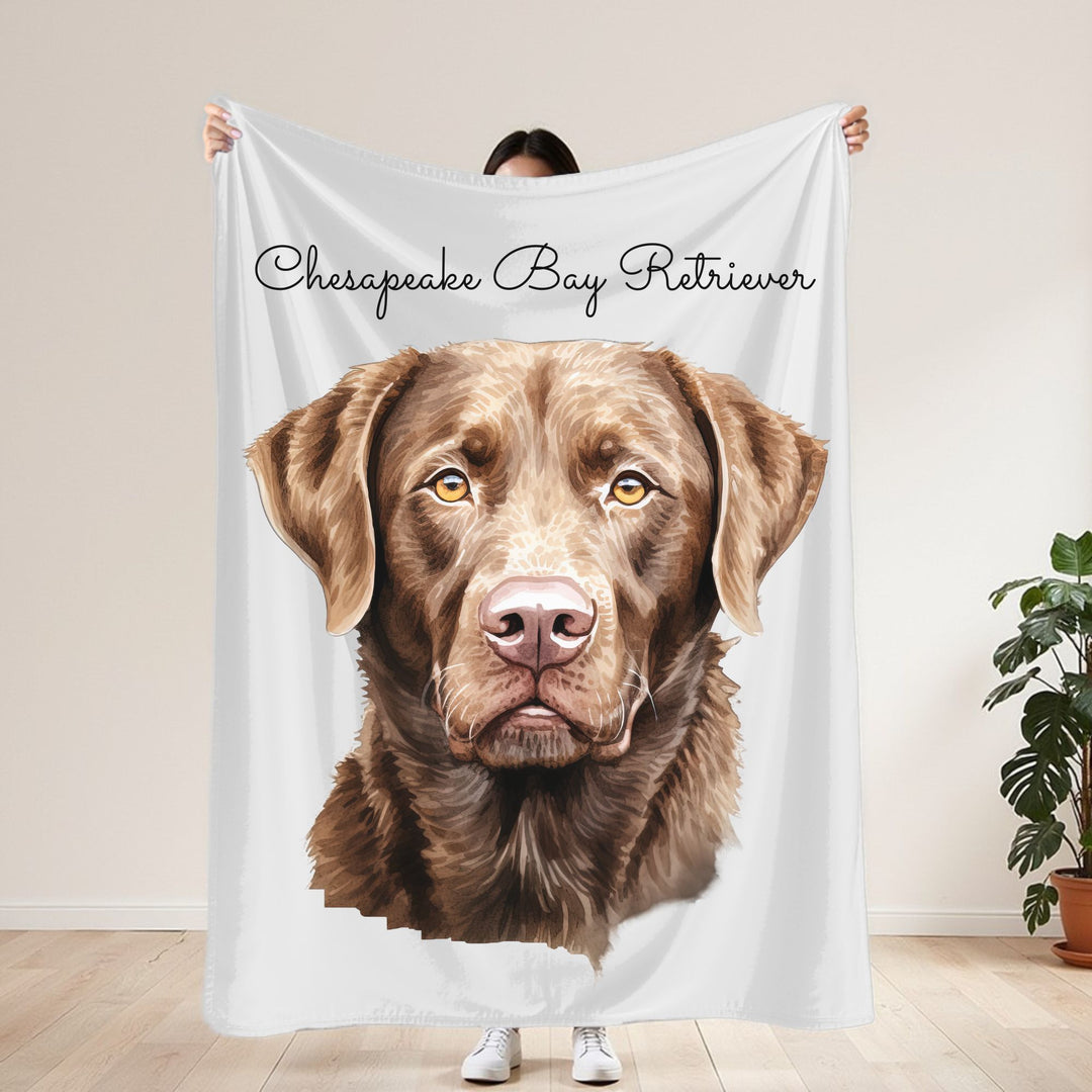 Chesapeake Bay Retriever Velveteen Plush Blanket with White Background - 3 Sizes available cozy throw dog lover - Pet mom gift