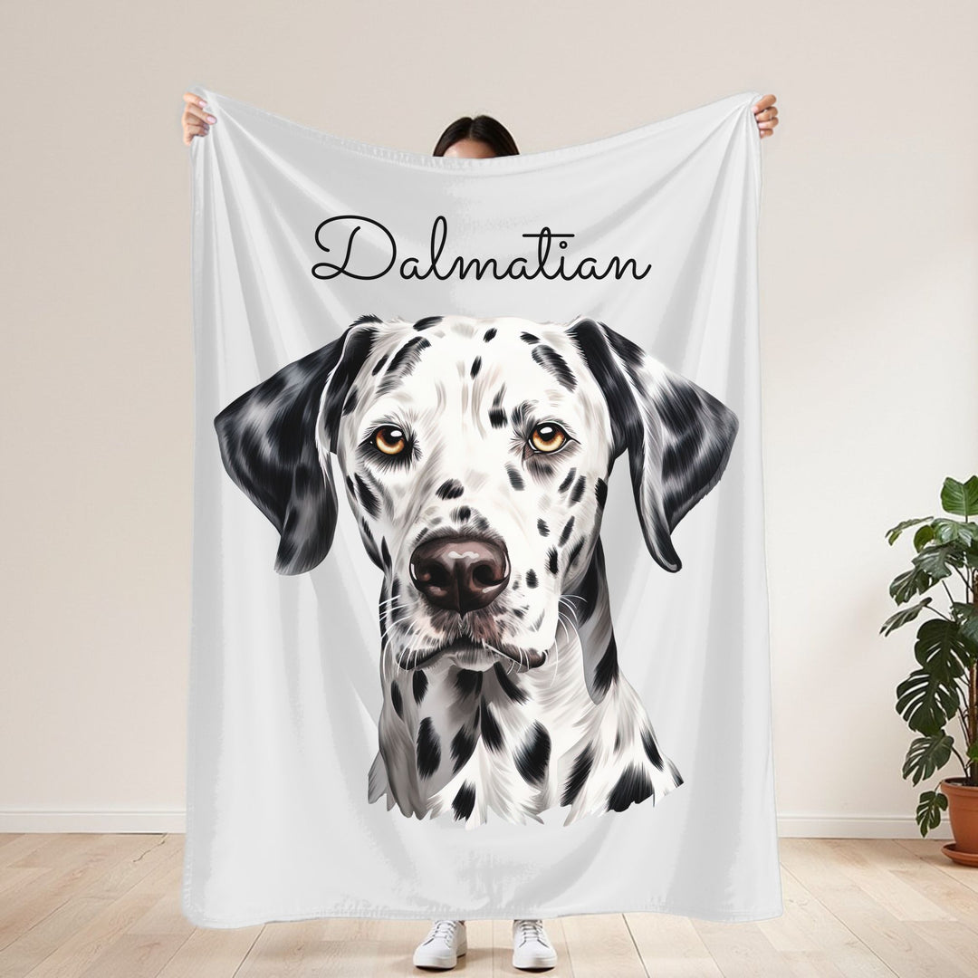 Dalmatian Velveteen Plush Blanket with White Background - 3 Sizes available cozy throw dog lover - Pet mom gift