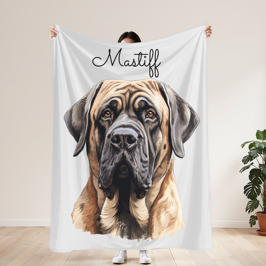 English Mastiff Velveteen Plush Blanket with White Background - 3 Sizes available cozy throw dog lover - Pet mom gift