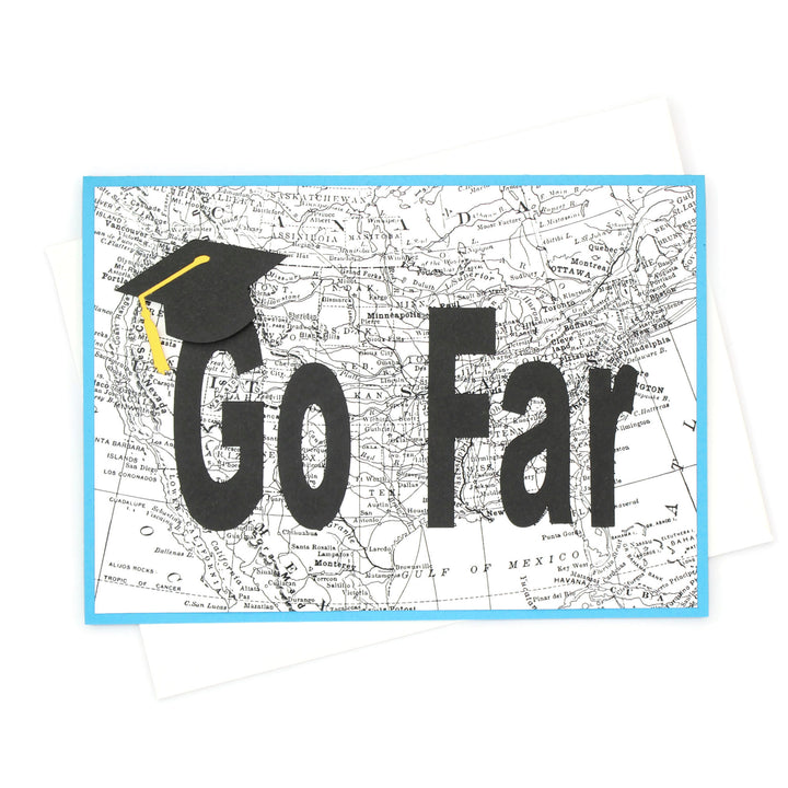 US Map Graduation Card | Handmade Go Far Congratulations Greeting Card | 5X7 Overstock