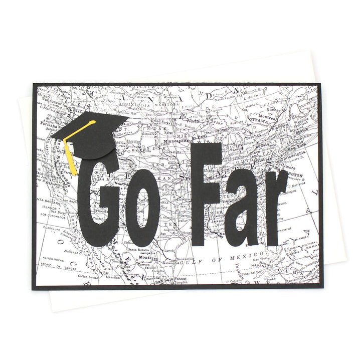 US Map Graduation Card | Handmade Go Far Congratulations Greeting Card | 5X7 Overstock