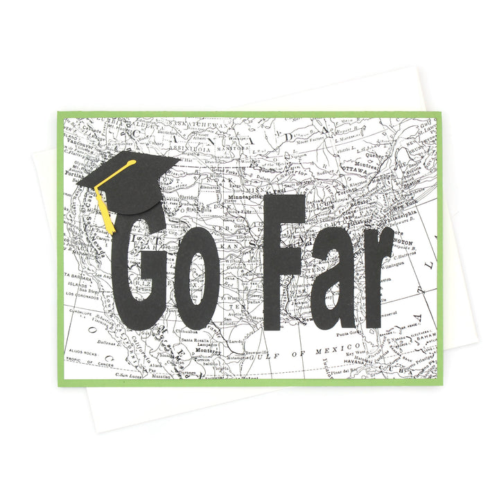 US Map Graduation Card | Handmade Go Far Congratulations Greeting Card | 5X7 Overstock