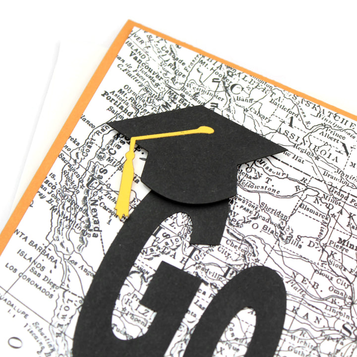 US Map Graduation Card | Handmade Go Far Congratulations Greeting Card | 5X7 Overstock