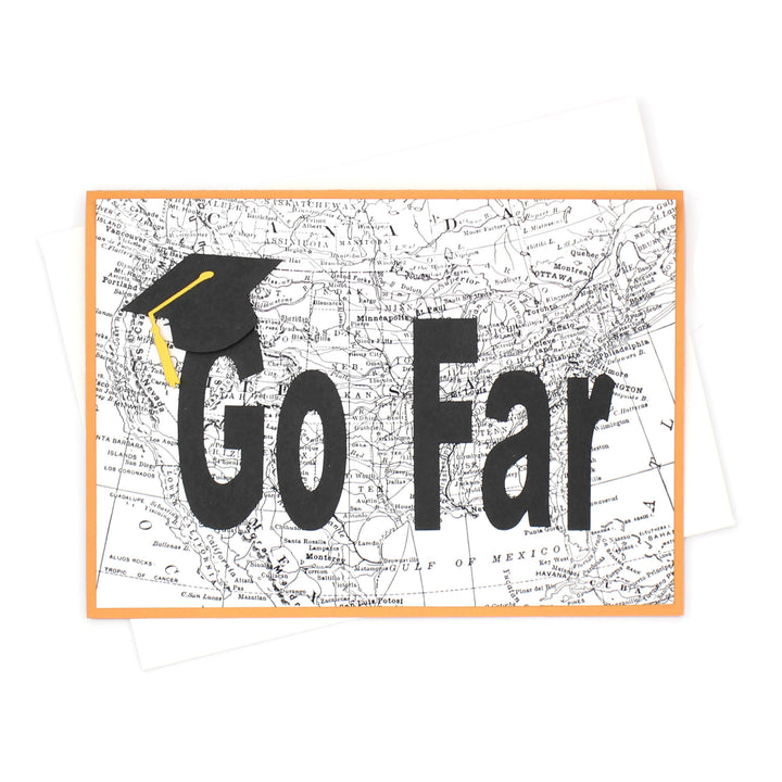 US Map Graduation Card | Handmade Go Far Congratulations Greeting Card | 5X7 Overstock