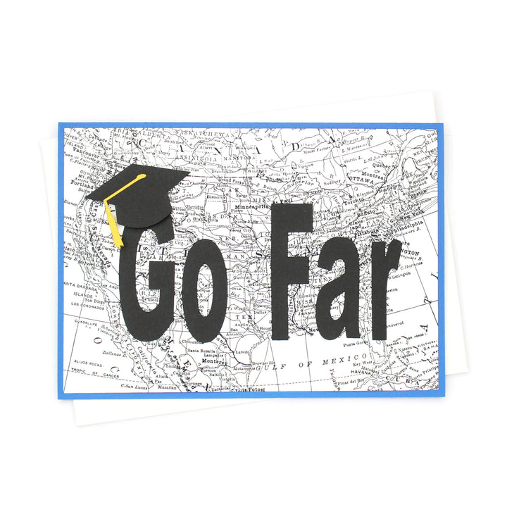 US Map Graduation Card | Handmade Go Far Congratulations Greeting Card | 5X7 Overstock