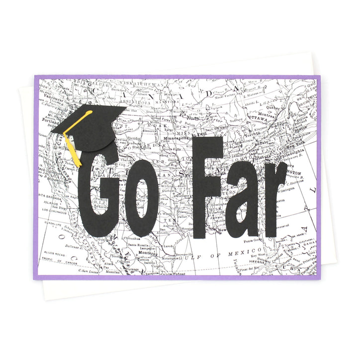 US Map Graduation Card | Handmade Go Far Congratulations Greeting Card | 5X7 Overstock