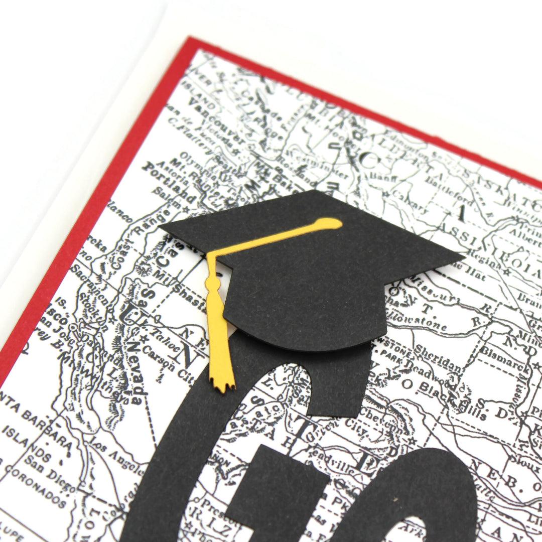 US Map Graduation Card | Handmade Go Far Congratulations Greeting Card | 5X7 Overstock