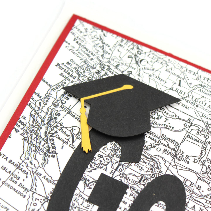 US Map Graduation Card | Handmade Go Far Congratulations Greeting Card | 5X7 Overstock