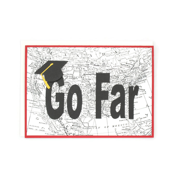 US Map Graduation Card | Handmade Go Far Congratulations Greeting Card | 5X7 Overstock