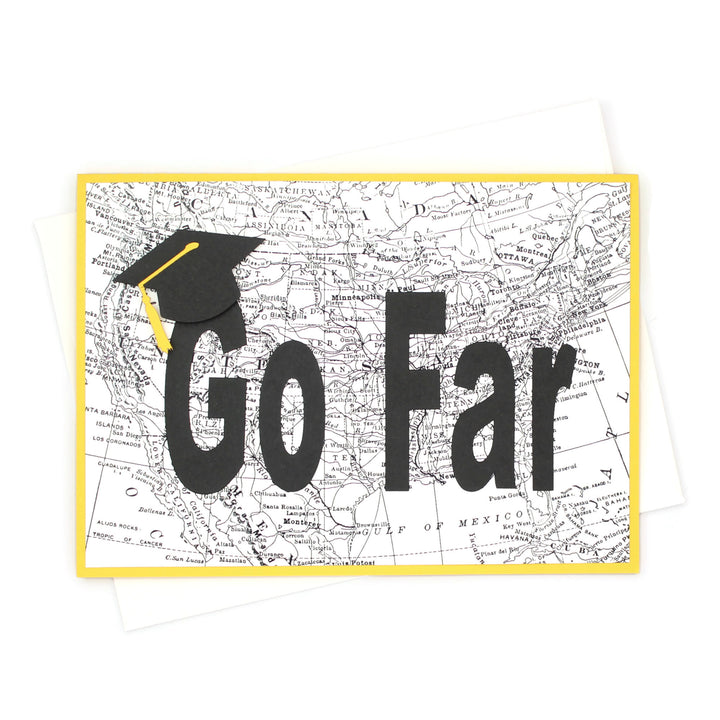 US Map Graduation Card | Handmade Go Far Congratulations Greeting Card | 5X7 Overstock