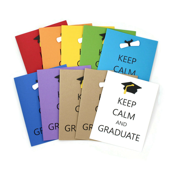 Graduation Card Single | Handmade Grad Cap or Diploma Notecards | Keep Calm and Graduate | Discontinued Blank Inside