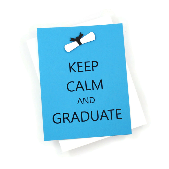 Graduation Card Single | Handmade Grad Cap or Diploma Notecards | Keep Calm and Graduate | Discontinued Blank Inside