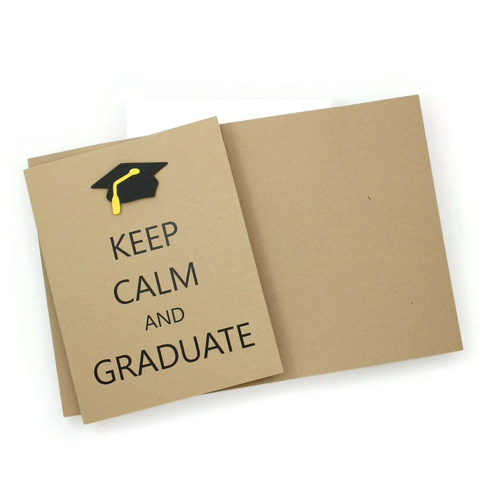 Graduation Card Single | Handmade Grad Cap or Diploma Notecards | Keep Calm and Graduate | Discontinued Blank Inside