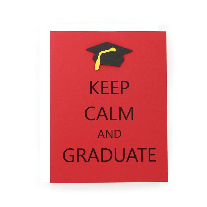 Graduation Card Single | Handmade Grad Cap or Diploma Notecards | Keep Calm and Graduate | Discontinued Blank Inside
