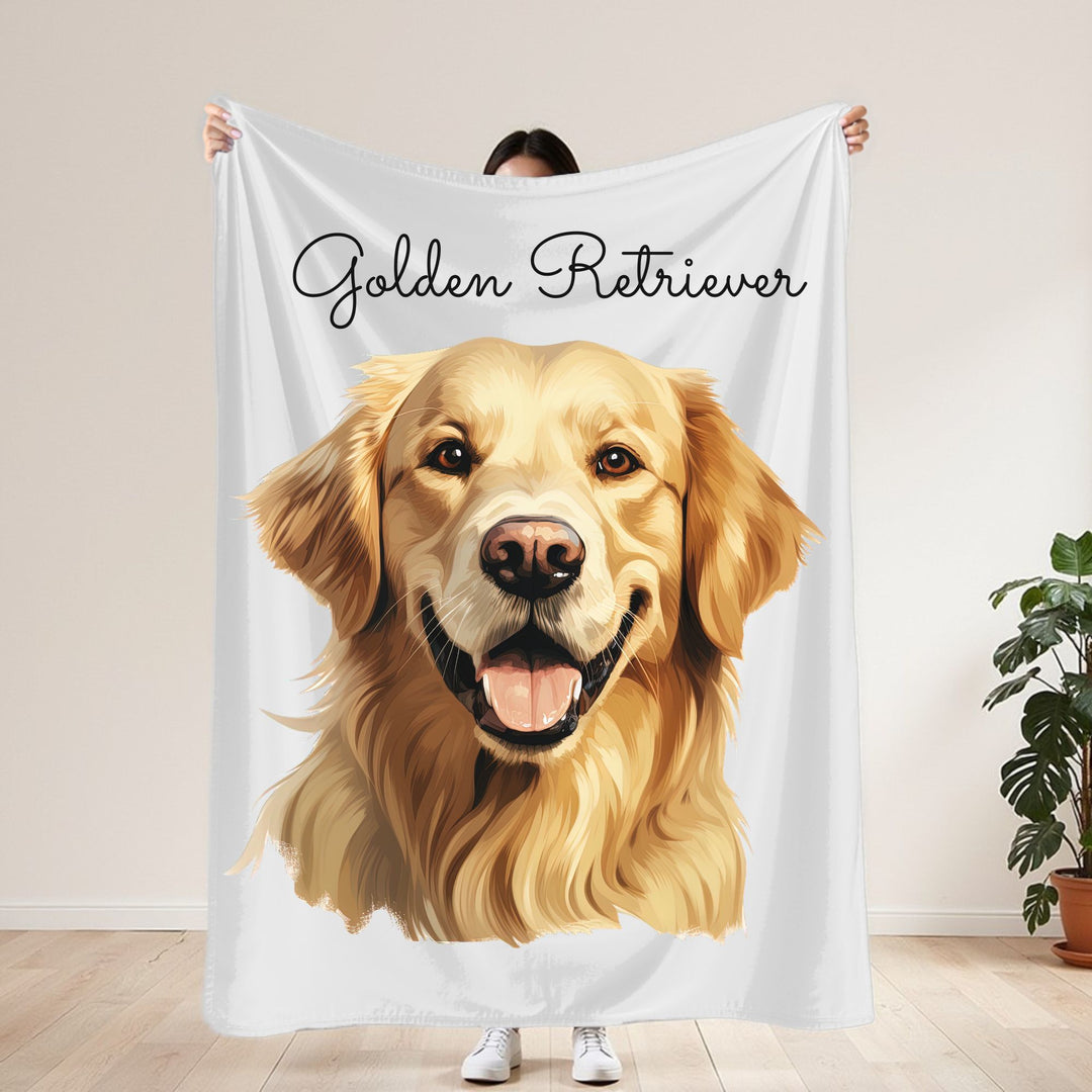 Golden Retriever Dog Face Velveteen Plush Blanket | Cozy Pet Lover Throw - Embellish by Jackie - Handmade Greeting Cards