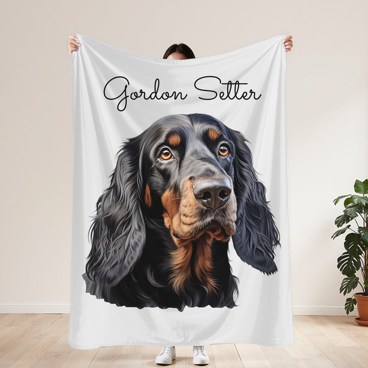 Gordon Setter Dog Face Velveteen Plush Blanket | Cozy Pet Portrait Throw - Embellish by Jackie - Handmade Greeting Cards