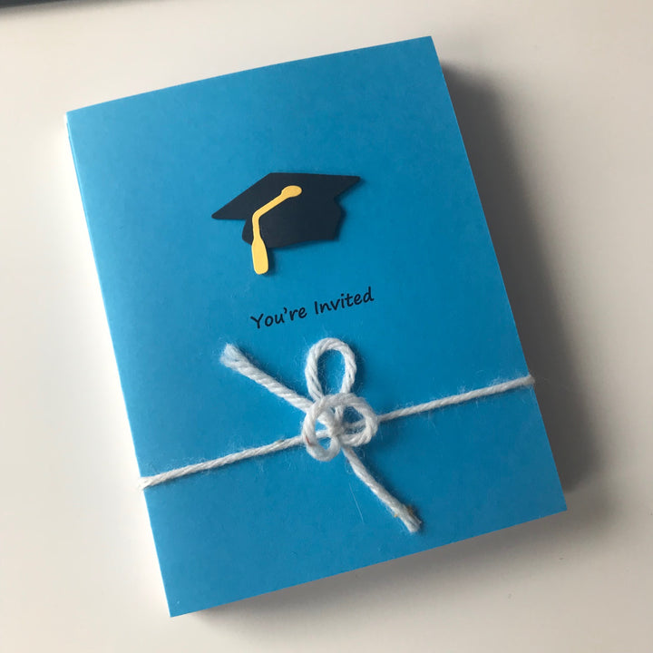 White Graduation Invitations Pack of 10 Graduation Cap