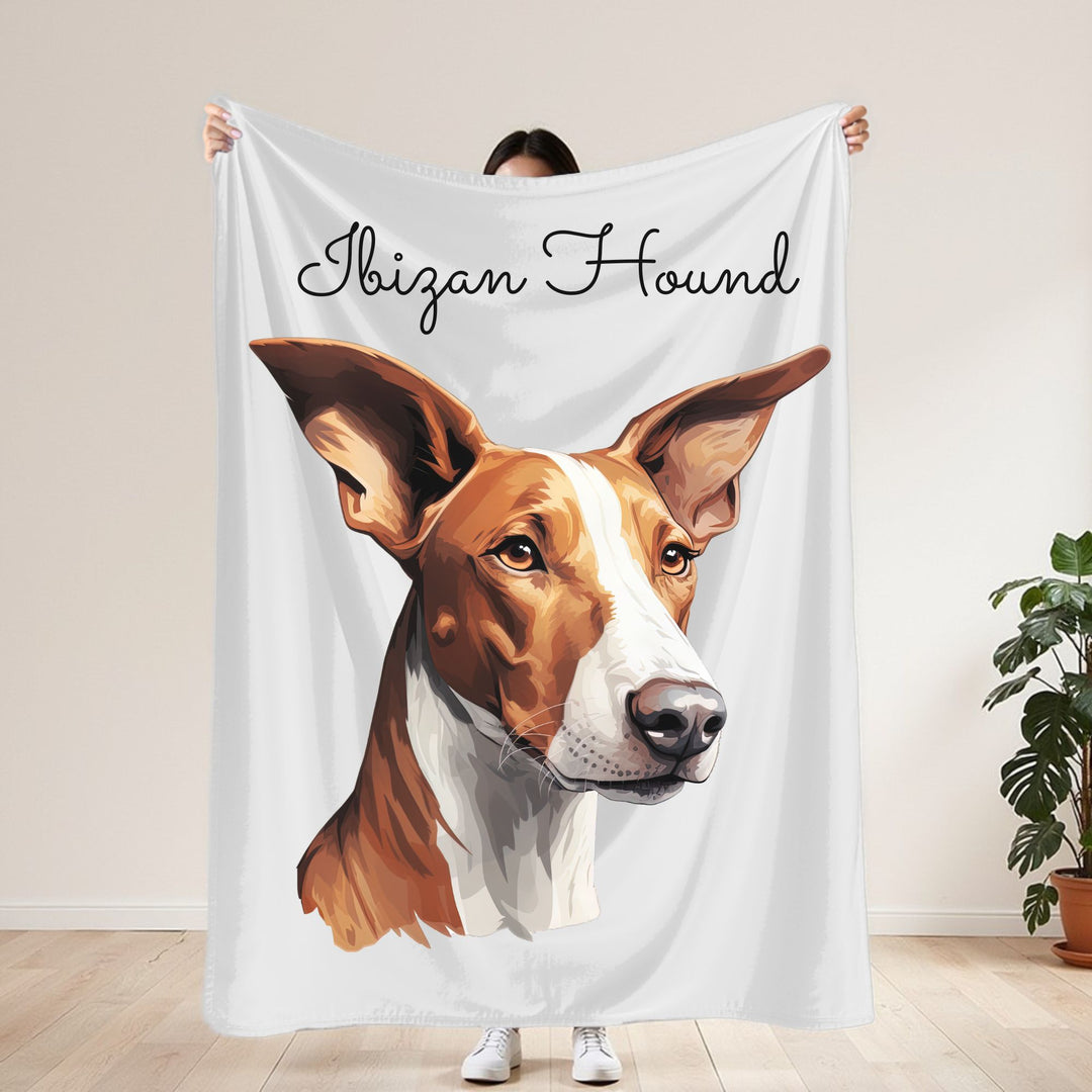 Ibizan Hound Portrait Velveteen Plush Blanket | Dog Lover Throw