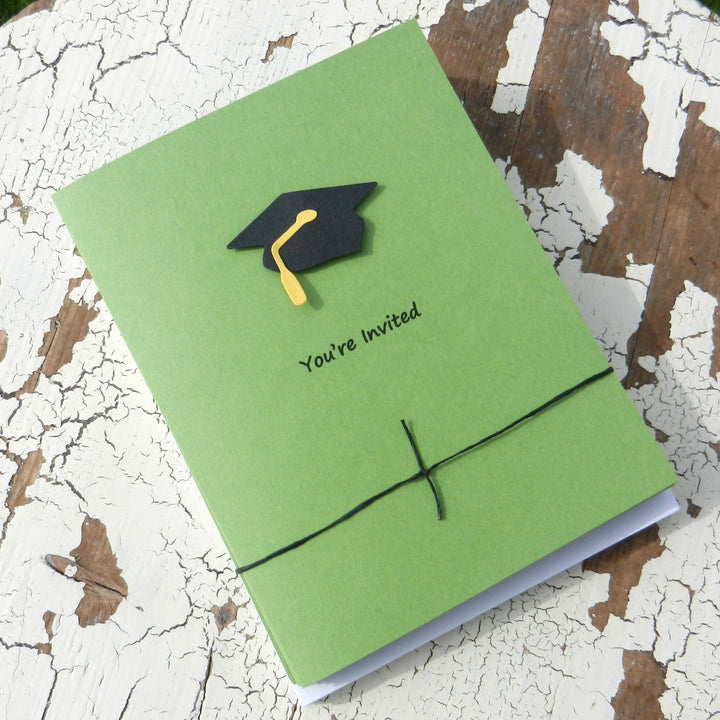 White Graduation Invitations Pack of 10 Graduation Cap