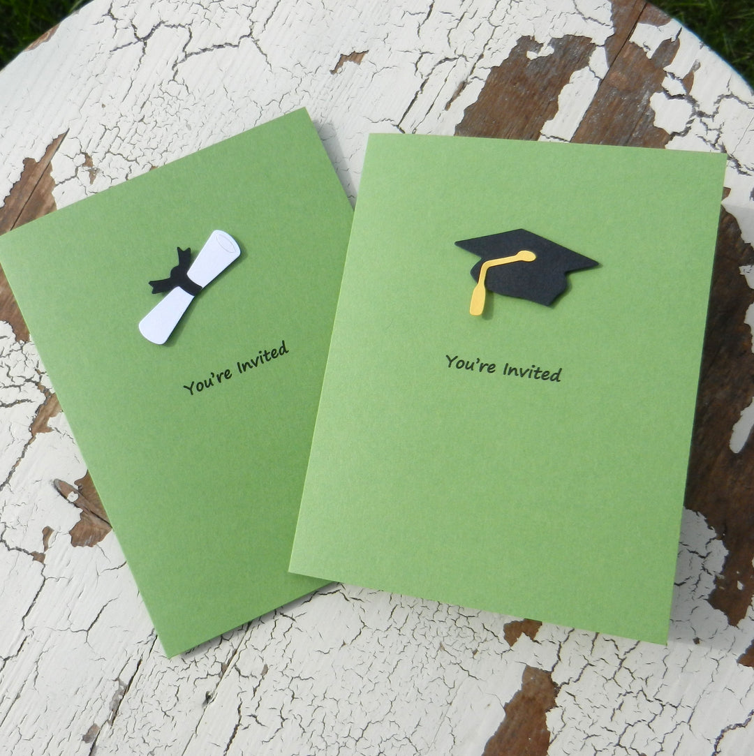 White Graduation Invitations Pack of 10 Graduation Cap