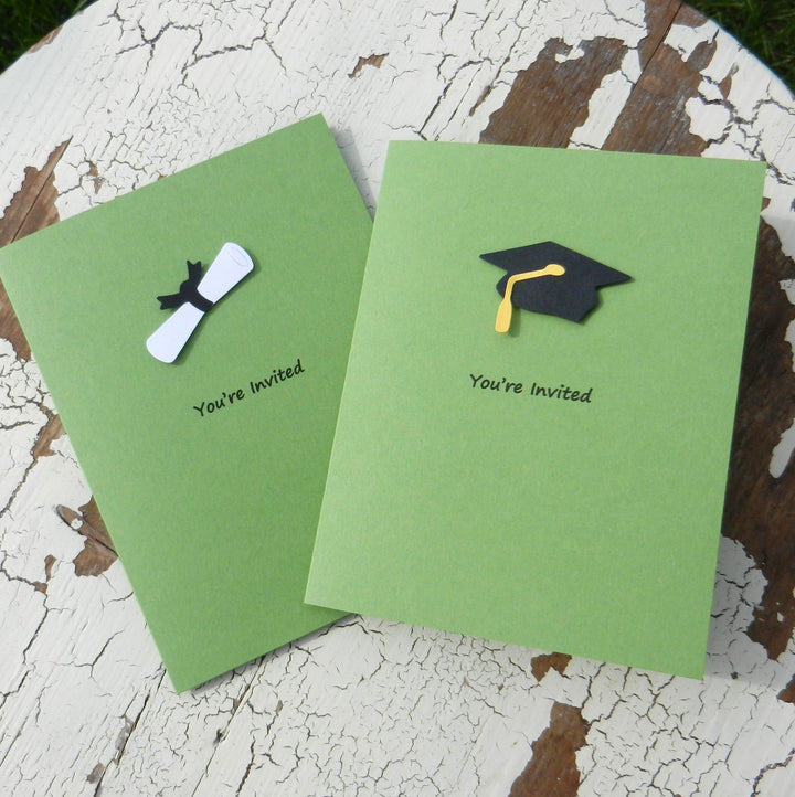 White Graduation Invitations Pack of 10 Graduation Cap