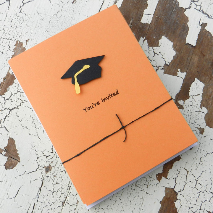 White Graduation Invitations Pack of 10 Graduation Cap
