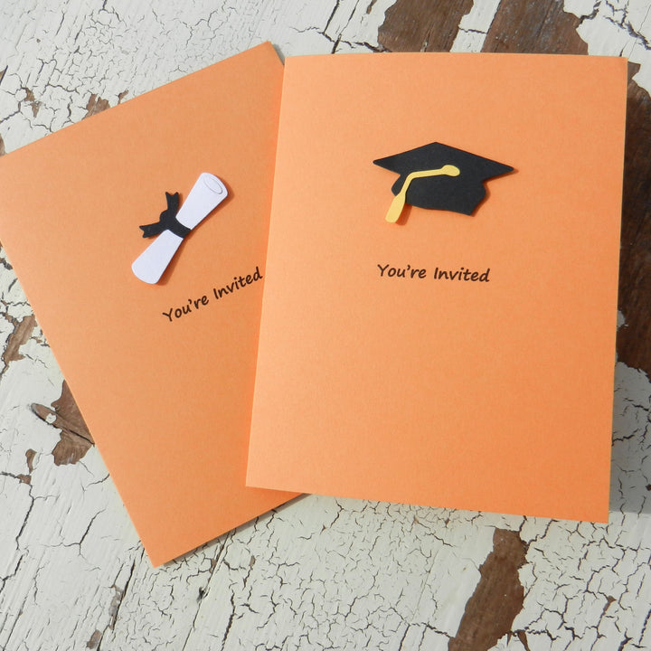 White Graduation Invitations Pack of 10 Graduation Cap