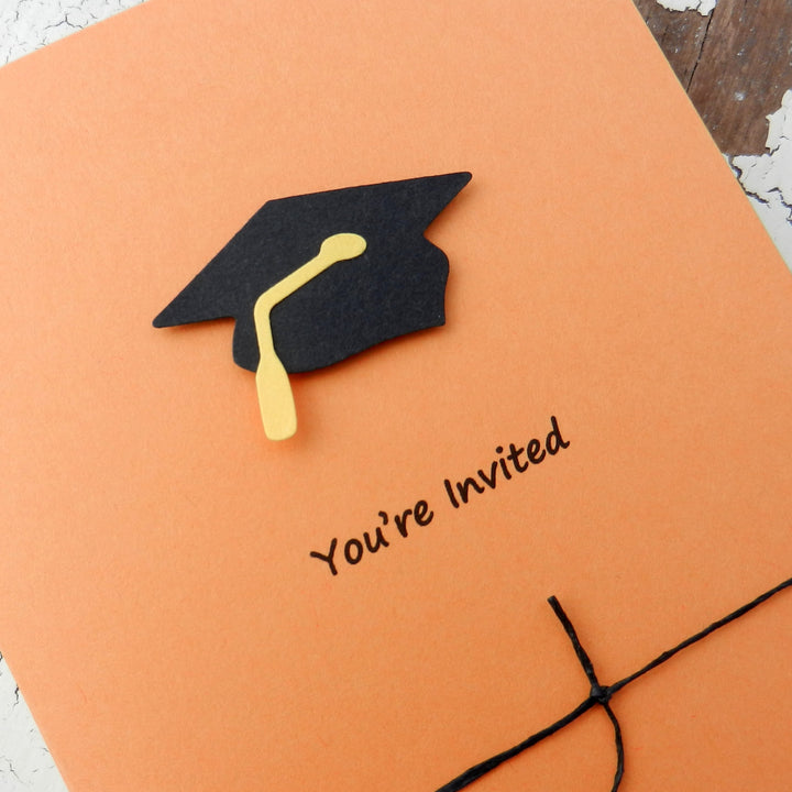 White Graduation Invitations Pack of 10 Graduation Cap