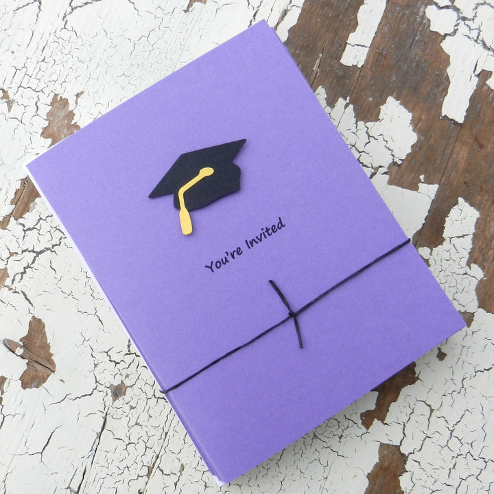 White Graduation Invitations Pack of 10 Graduation Cap
