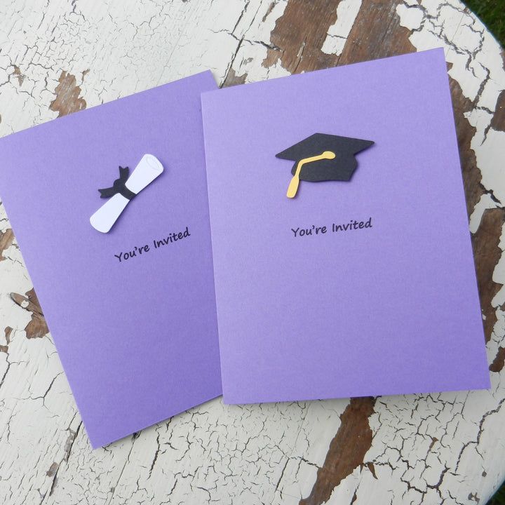 White Graduation Invitations Pack of 10 Graduation Cap
